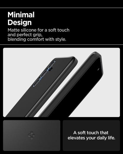ACS08993 - Galaxy S25 Case Thin Fit (MagFit) in Black showing the minimal design. Matte silicone for a soft touch and perfect grip, blending comfort with style. A soft touch that elevates your daily life