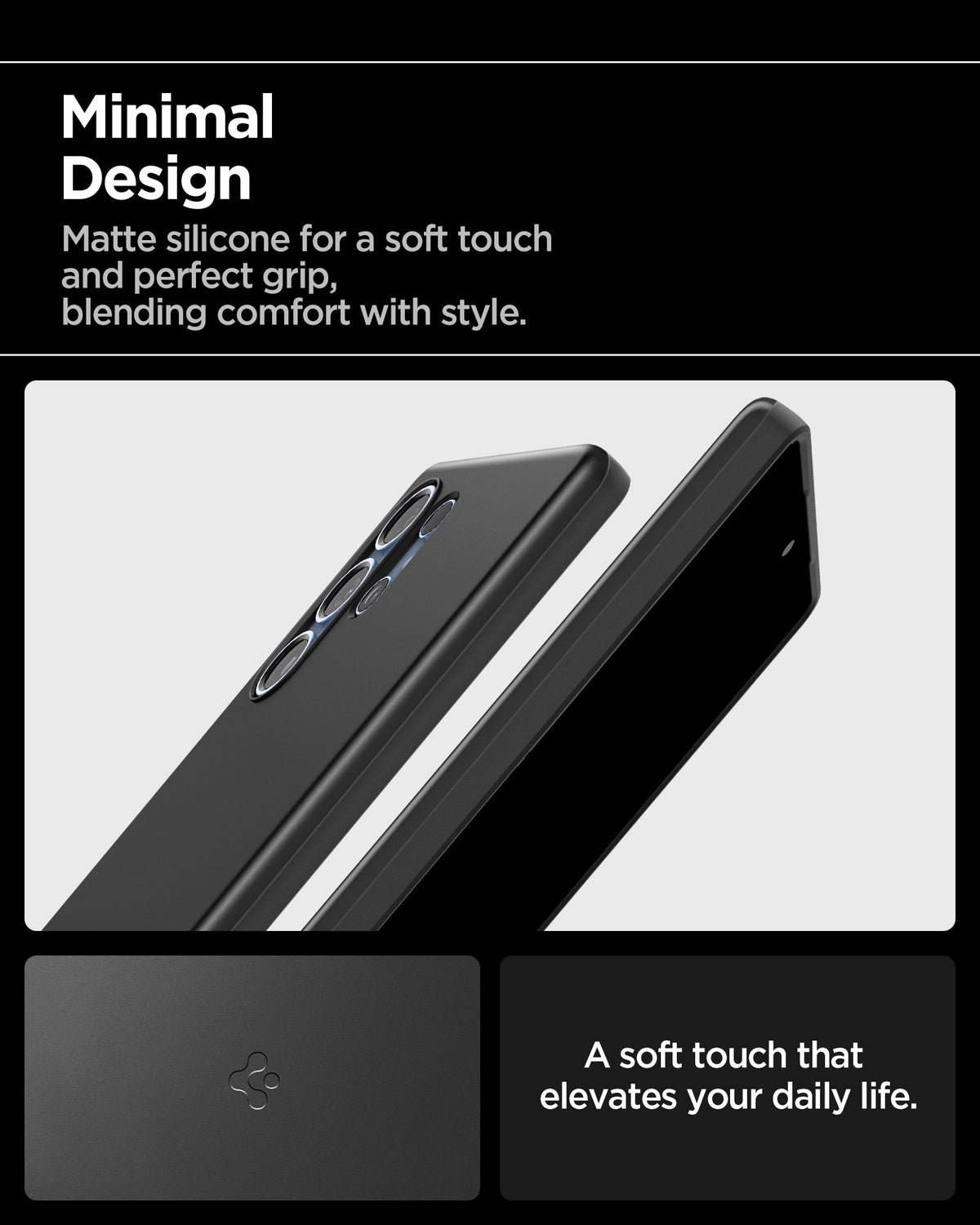 ACS08946 - Galaxy S25 Ultra Case Thin Fit (MagFit) in Black showing the minimal design. Matte silicone for a soft touch and perfect grip, blending comfort with style. A soft touch that elevates your daily life