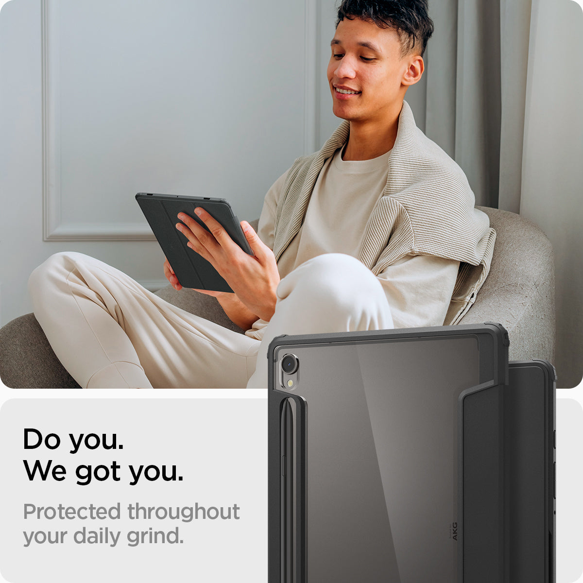 ACS07077 - Galaxy Tab S9 Case Ultra Hybrid Pro in black do you. we got you. protected throughout your daily grind.