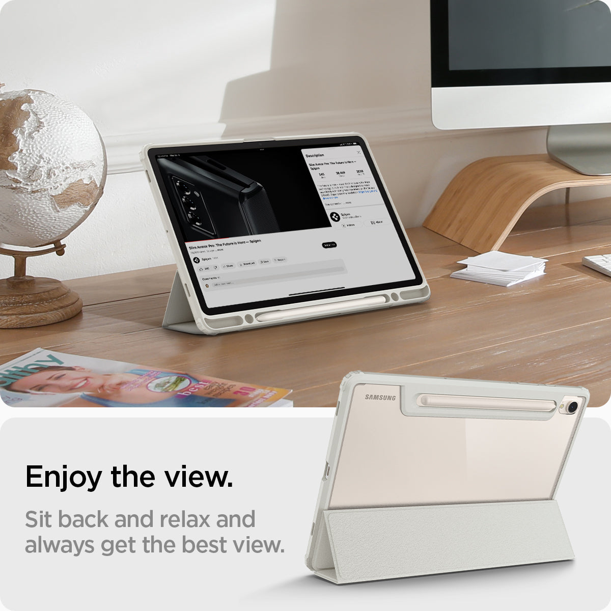 ACS06838 - Galaxy Tab S9 Case Ultra Hybrid Pro in gray enjoy the view. Sit back and relax and always get the best view.