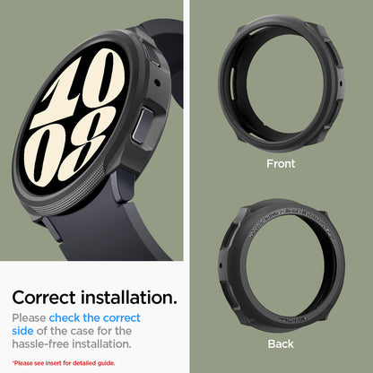 ACS06393 - Galaxy Watch 6 (40mm) Case Liquid Air in matte black correct installation. please check the correct side of the case or the hassle free installation. please see insert for detailed guide.