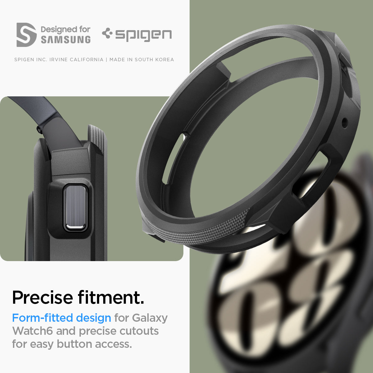 ACS06393 - Galaxy Watch 6 (40mm) Case Liquid Air in matte black precise fitment. form fitted design for galaxy watch6 and precise cutouts or easy button access. designed for samsung.
