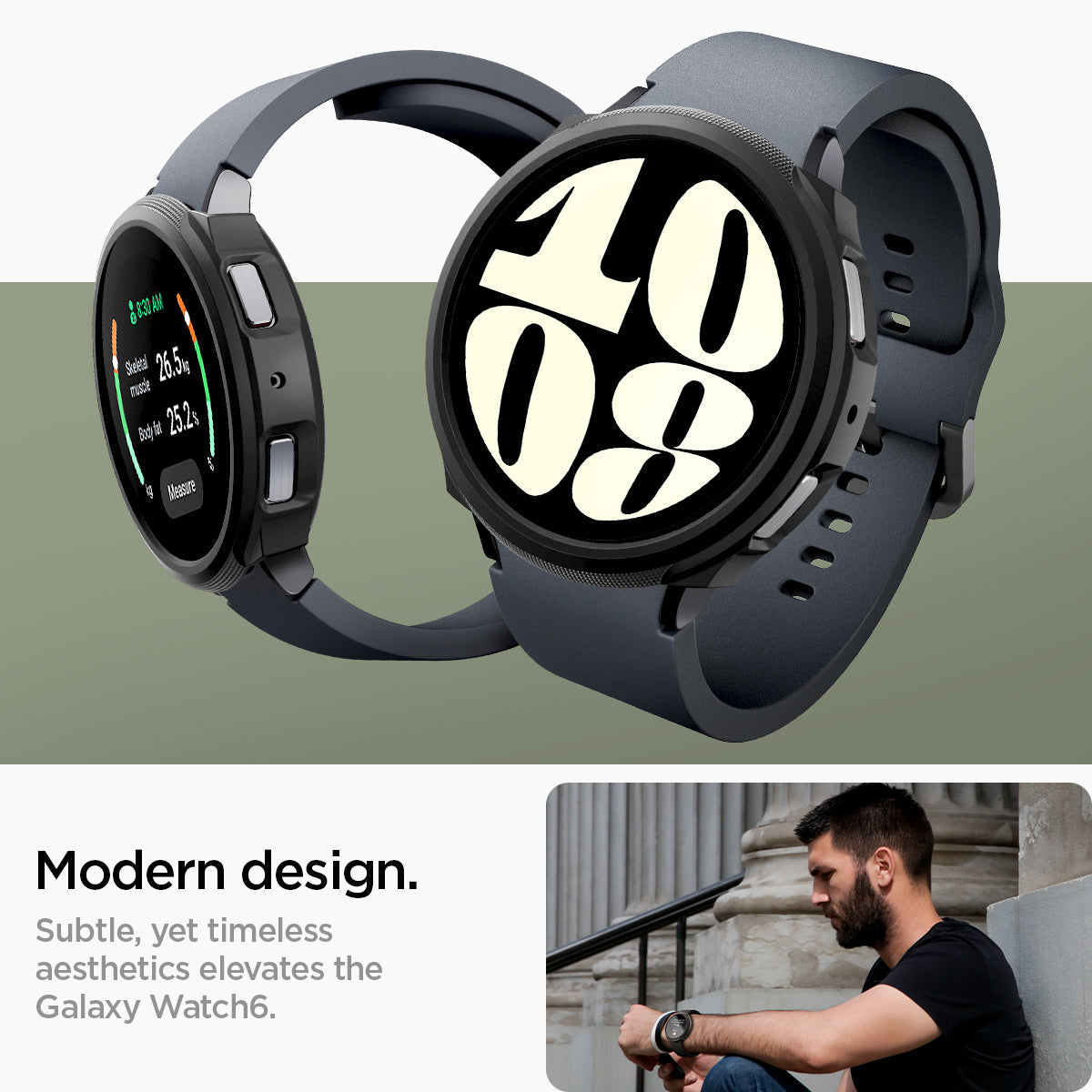 ACS06392 - Galaxy Watch 6 (44mm) Case Liquid Air in matte black modern design. subtle, yet timeless aesthetics elevates the galaxy watch6.