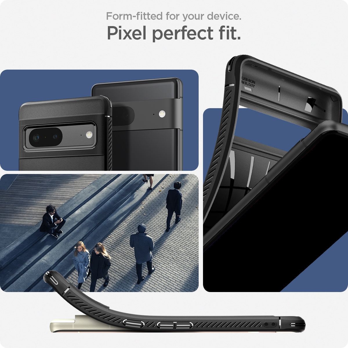 ACS04698 - Pixel 7 Case Rugged Armor in matte black form fitted for your device. pixel perfect fit.