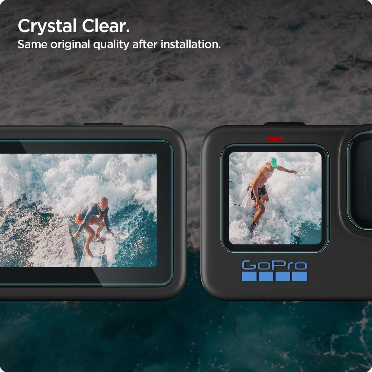 AGL03045 - HERO Series Screen Protector EZ FIT GLAS.tR showing the crystal clear, same original quality after installation