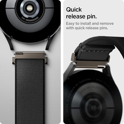 AMP04040 - Galaxy Watch Band Lite Fit (20mm) in black quick release pin. easy to install and remove with quick release pins.