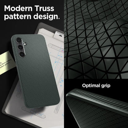ACS06367 - Galaxy S23 FE Case Liquid Air in abyss green showing the modern truss pattern design with optimal grip