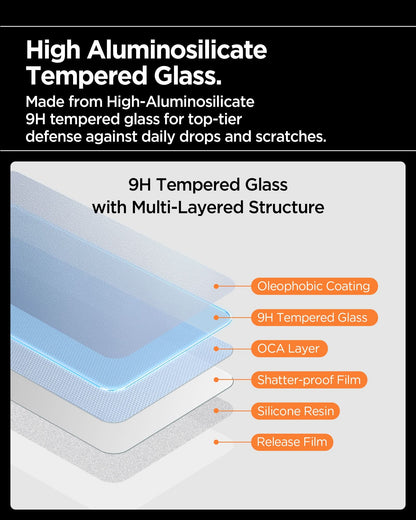 AGL11324 - iPhone 17 - Glas.tR AlignMaster S showing high aluminosilicate tempered glass. made from high aluminosilicate 9H tempered glass for top tier defense against daily drops and scratches.