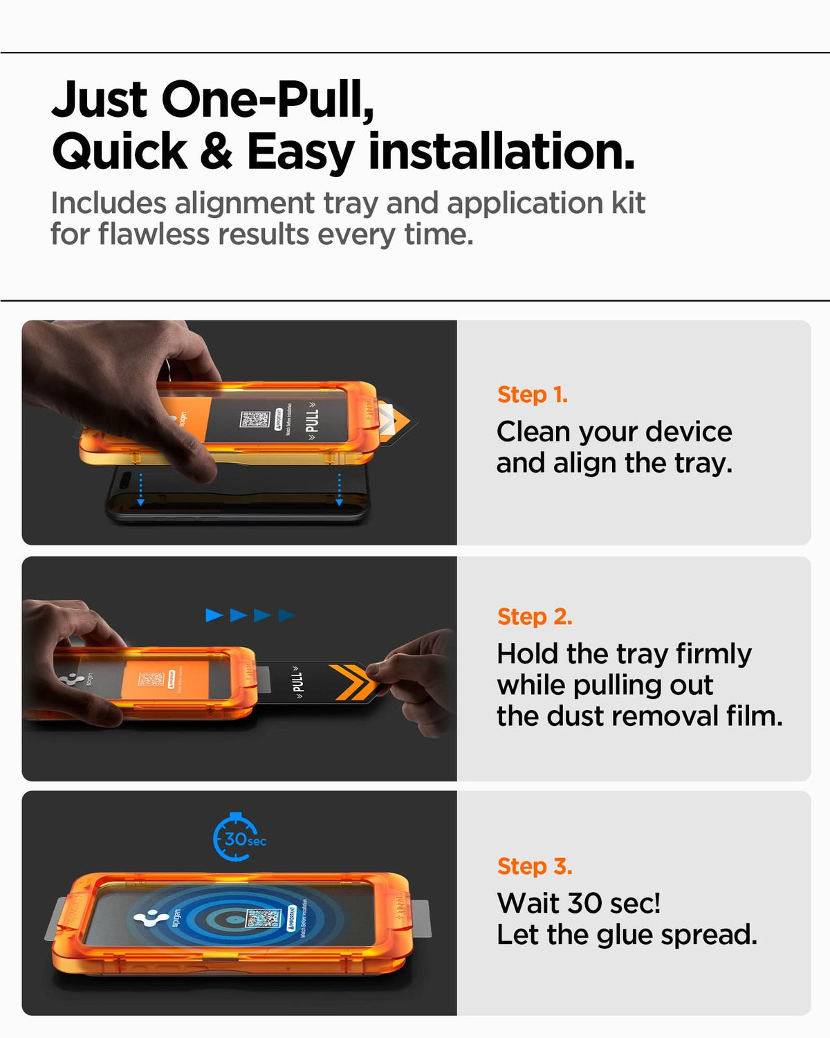 AGL09859- iPhone 17 Air - Glas.tR AlignMaster S showing just one pull quick and easy installation. includes alignment tray and application kit for flawless results every time