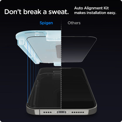 AGL01801 - iPhone 12 / iPhone 12 Pro Screen Protector EZ FIT GLAS.tR SLIM showing the auto alignment kit makes installation easy without breaking a sweat.