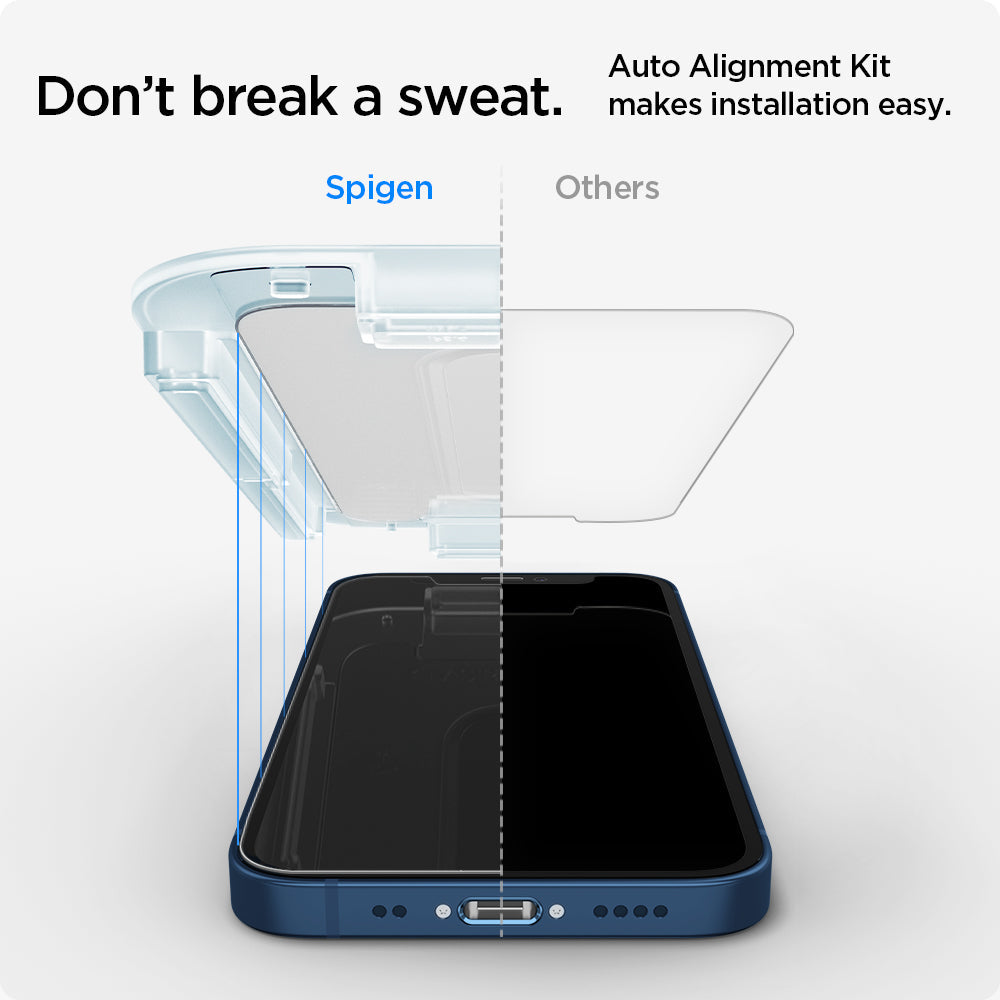 AGL01811 - iPhone 12 Mini Screen Protector EZ FIT GLAS.tR SLIM showing the auto alignment kit makes installation easy without breaking a sweat.