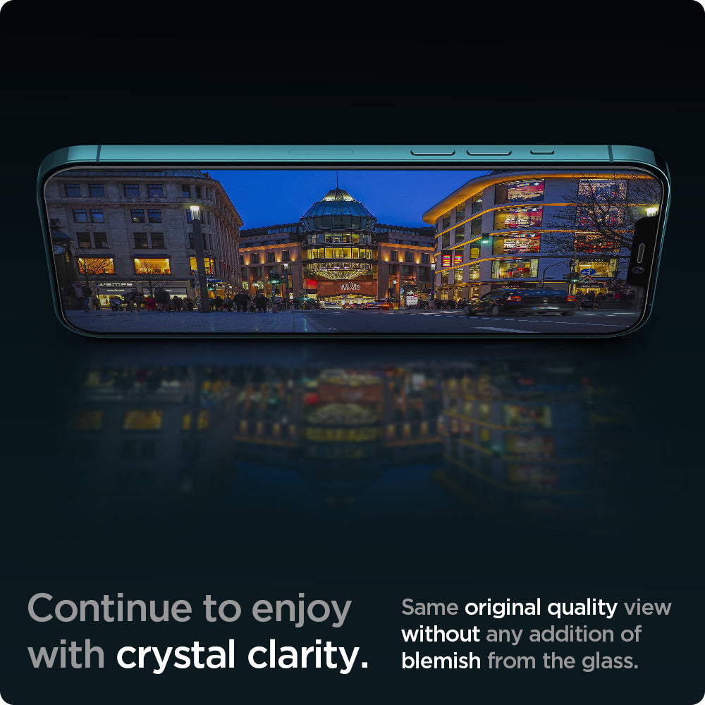 AGL01791 - iPhone 12 Pro Max Screen Protector EZ FIT GLAS.tR SLIM showing the crystal clarity. Same original quality view without any addition of blemish from the glass.