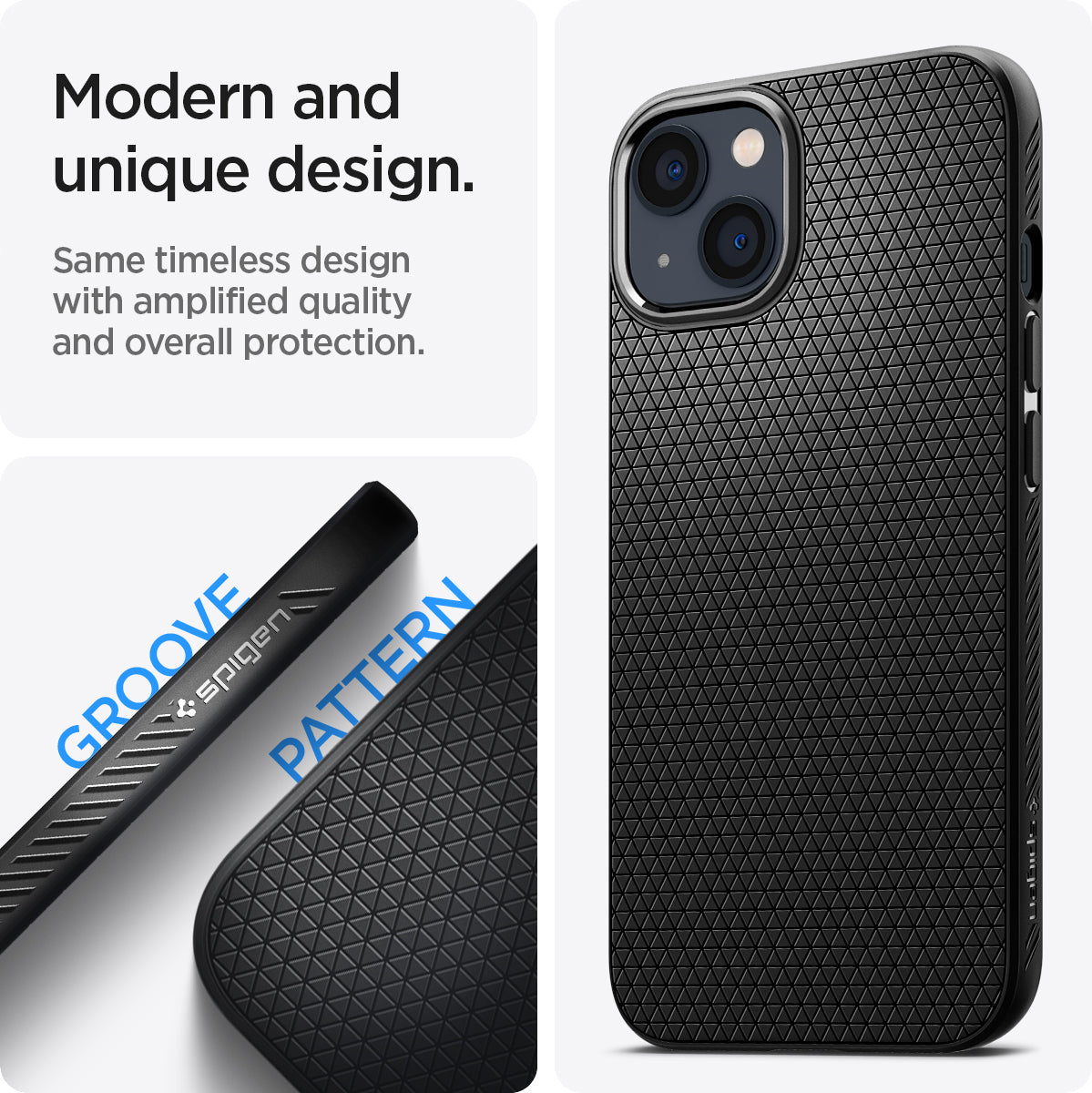 ACS03519 - iPhone 13 Case Liquid Air in black showing the modern, unique design. Same timeless design with amplified quality and overall protection.