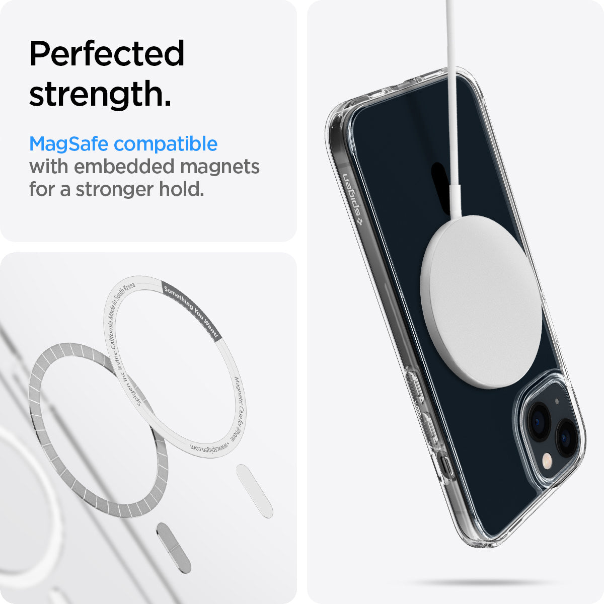 ACS03529 - iPhone 13 Case Ultra Hybrid Mag Safe Compatible in black showing the perfected strength. MagSafe compatible with embedded magnets for a stronger hold