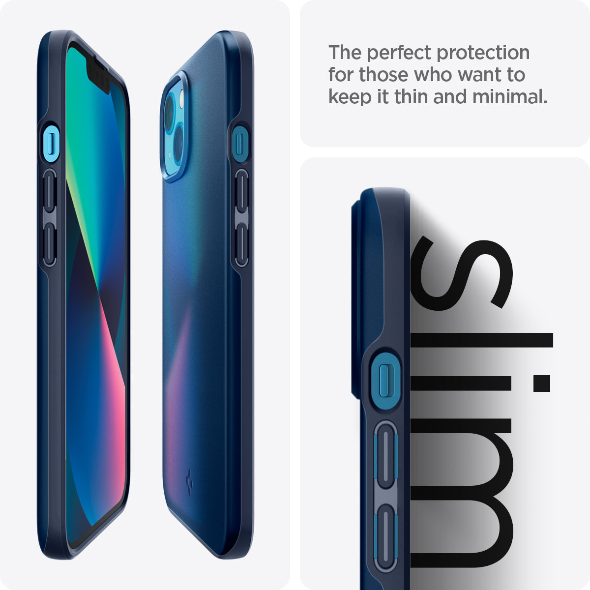 ACS03307 - iPhone 13 Mini Case Thin Fit in navy blue showing the perfect protection for those who want to keep it thin and minimal