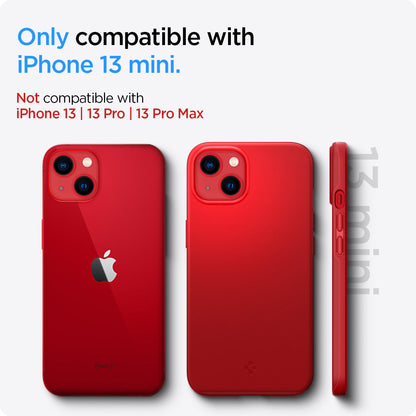 ACS03306 - iPhone 13 Mini Case Thin Fit in red showing the compatibility only with iPhone 13 mini. Not compatible with iPhone 13 | 13 Pro | 13 Pro Max