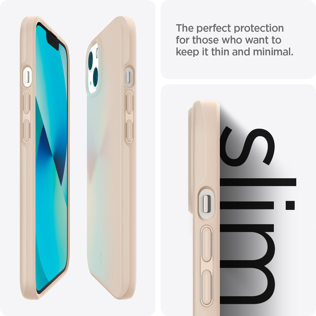 ACS03309 - iPhone 13 Mini Case Thin Fit in sand beige showing the perfect protection for those who want to keep it thin and minimal