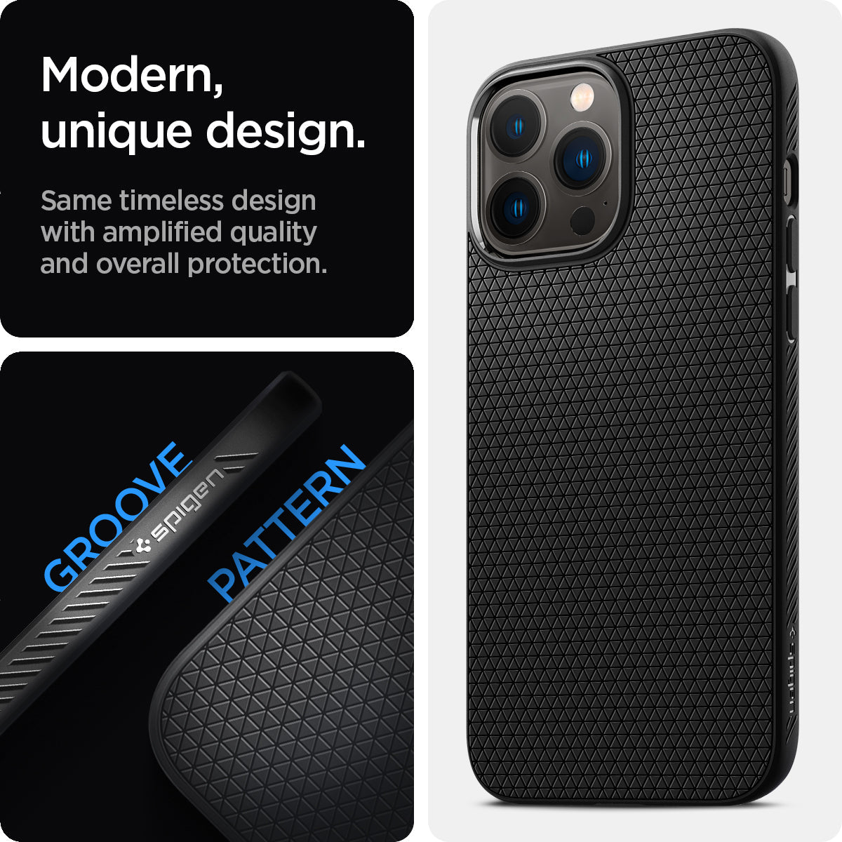 ACS03201 - iPhone 13 Pro Max Case Liquid Air in black showing the modern, unique design. Same timeless design with amplified quality and overall protection.