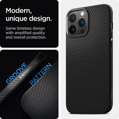 ACS03201 - iPhone 13 Pro Max Case Liquid Air in black showing the modern, unique design. Same timeless design with amplified quality and overall protection.