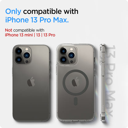 ACS03211 - iPhone 13 Pro Max Case Ultra Hybrid Mag Safe Compatible in graphite showing the compatibility only with iPhone 13 Pro Max. Not compatible with iPhone 13 mini | 13 | 13 Pro