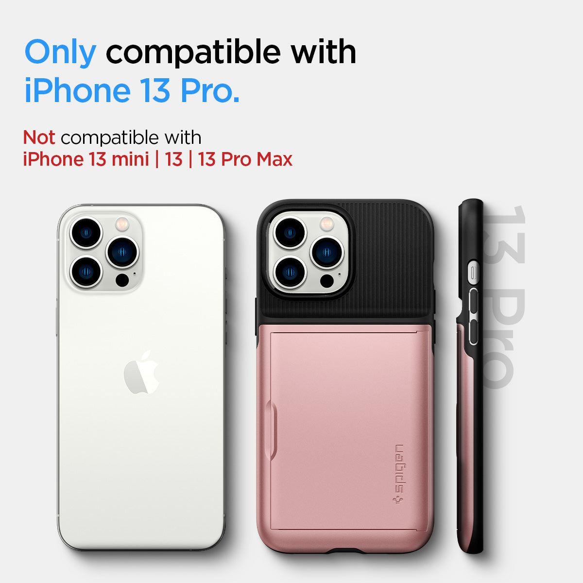 ACS03275 - iPhone 13 Pro Case Slim Armor CS in rose gold showing only compatible with iPhone 13 pro. not compatible with iPhone 13 mini, 13, 13 pro max
