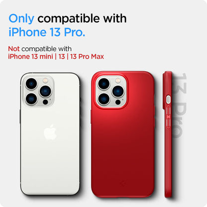 ACS03249 - iPhone 13 Pro Thin Fit in red showing the compatibility only with iPhone 13 Pro. Not compatible with iPhone 13 mini | 13 | 13 Pro Max