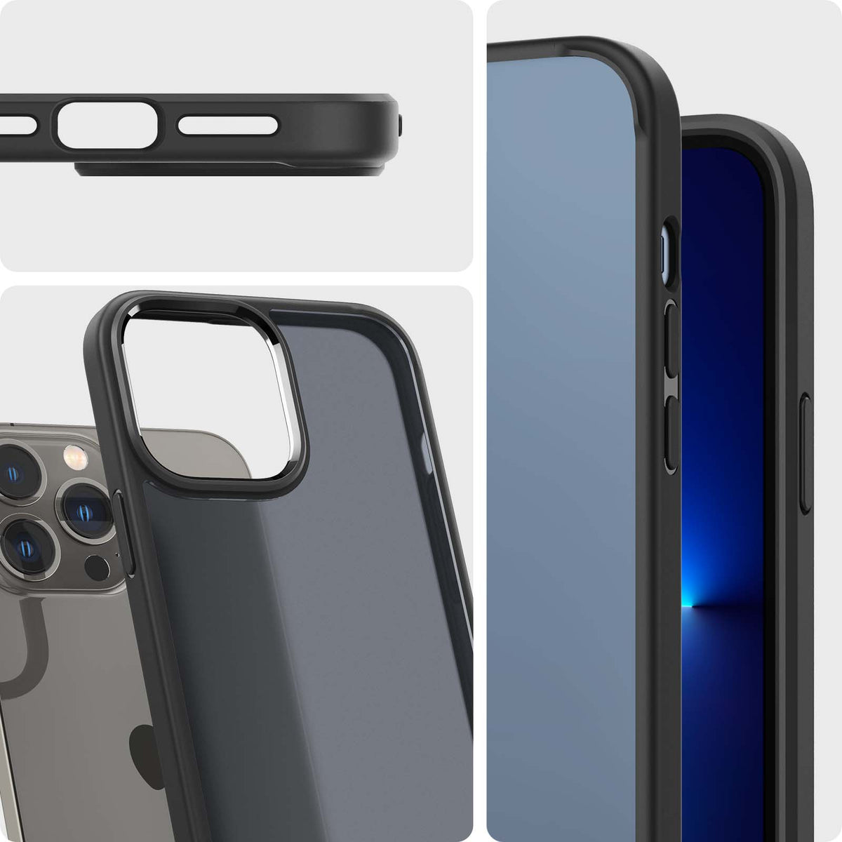 ACS03619 - iPhone 13 Pro Max Case Ultra Hybrid Matte in frost black showing the different angles
