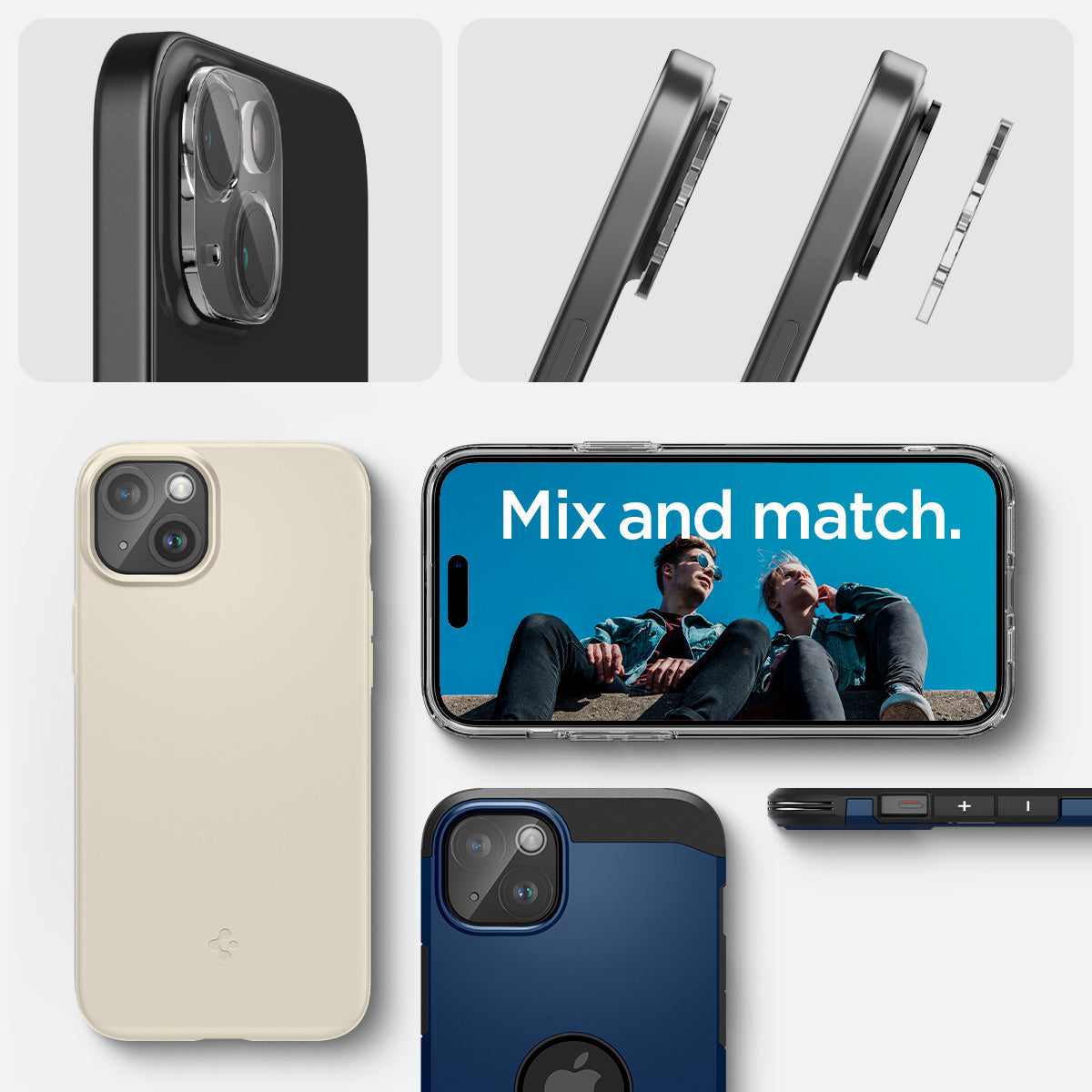 AGL06916 - iPhone 15 / 15 Plus Optik Lens Protector in crystal clear mix and match.
