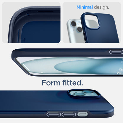 ACS06640 - iPhone 15 Plus Case Thin Fit in navy blue minimal design. form fitted.