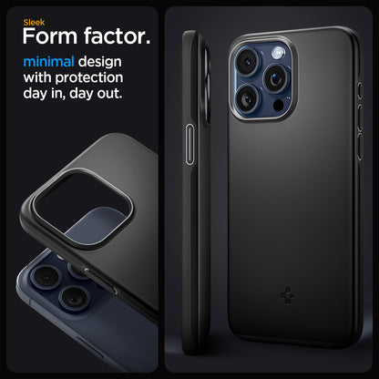 ACS06686 - iPhone 15 Pro Case Thin Fit in black sleek form factor. Minimal design with protection day in, day out.