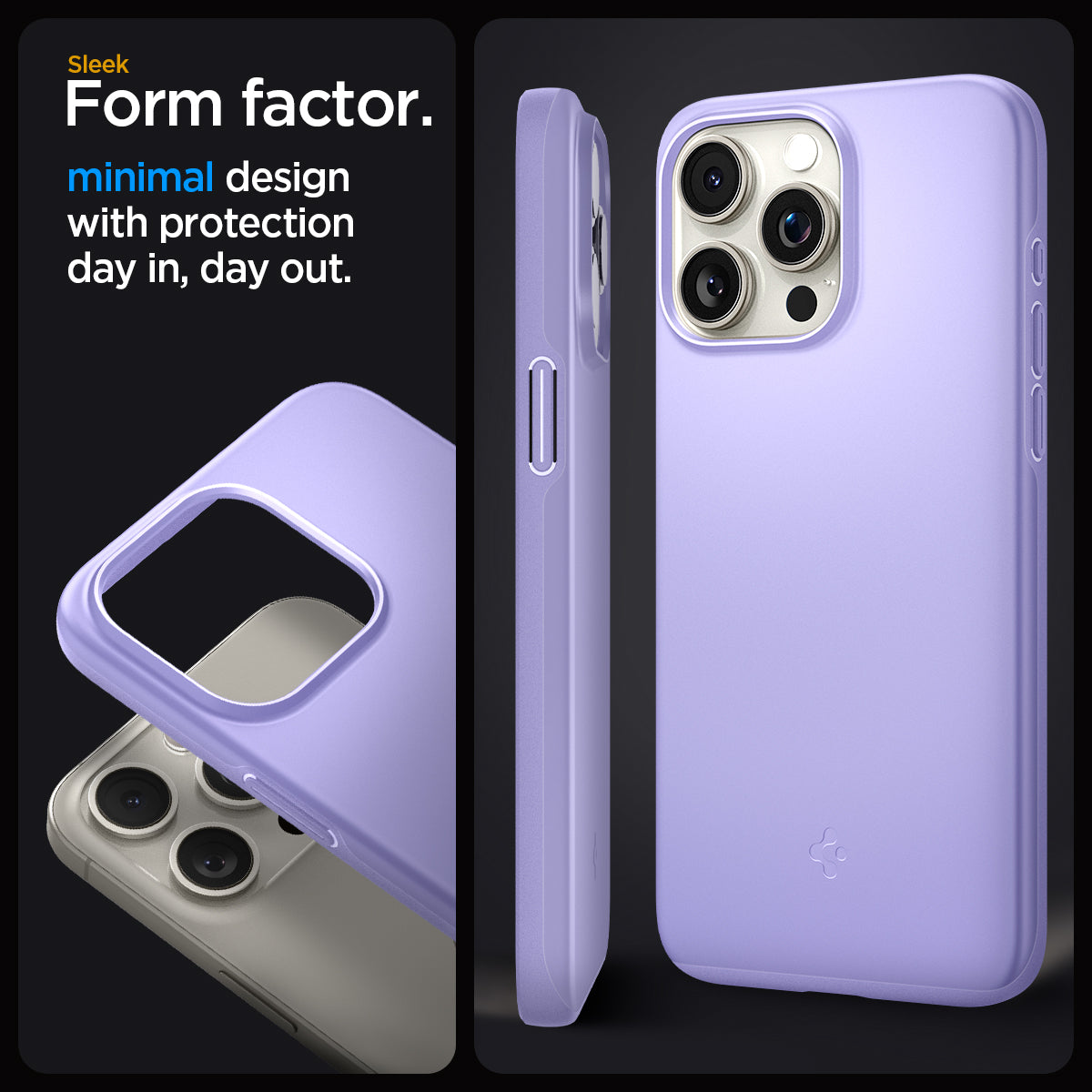 ACS06692 - iPhone 15 Pro Case Thin Fit in iris purple sleek form factor. Minimal design with protection day in, day out.