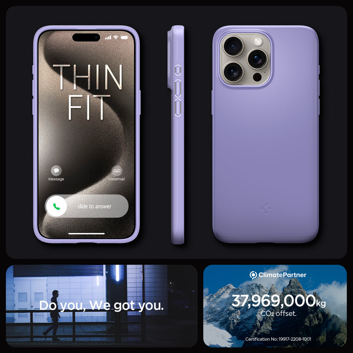 ACS06692 - iPhone 15 Pro Case Thin Fit in iris purple thin fit. do you. we got you.