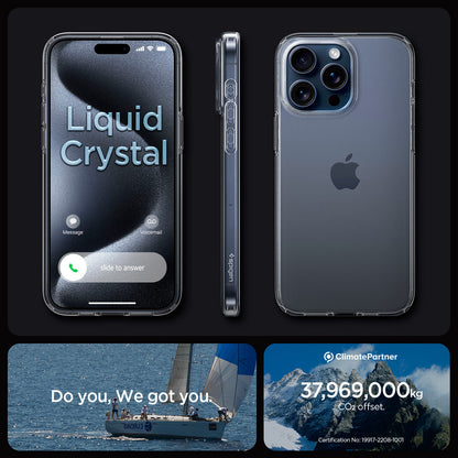 ACS06557 - iPhone 15 Pro Max Case Liquid Crystal in crystal clear showing the different angles