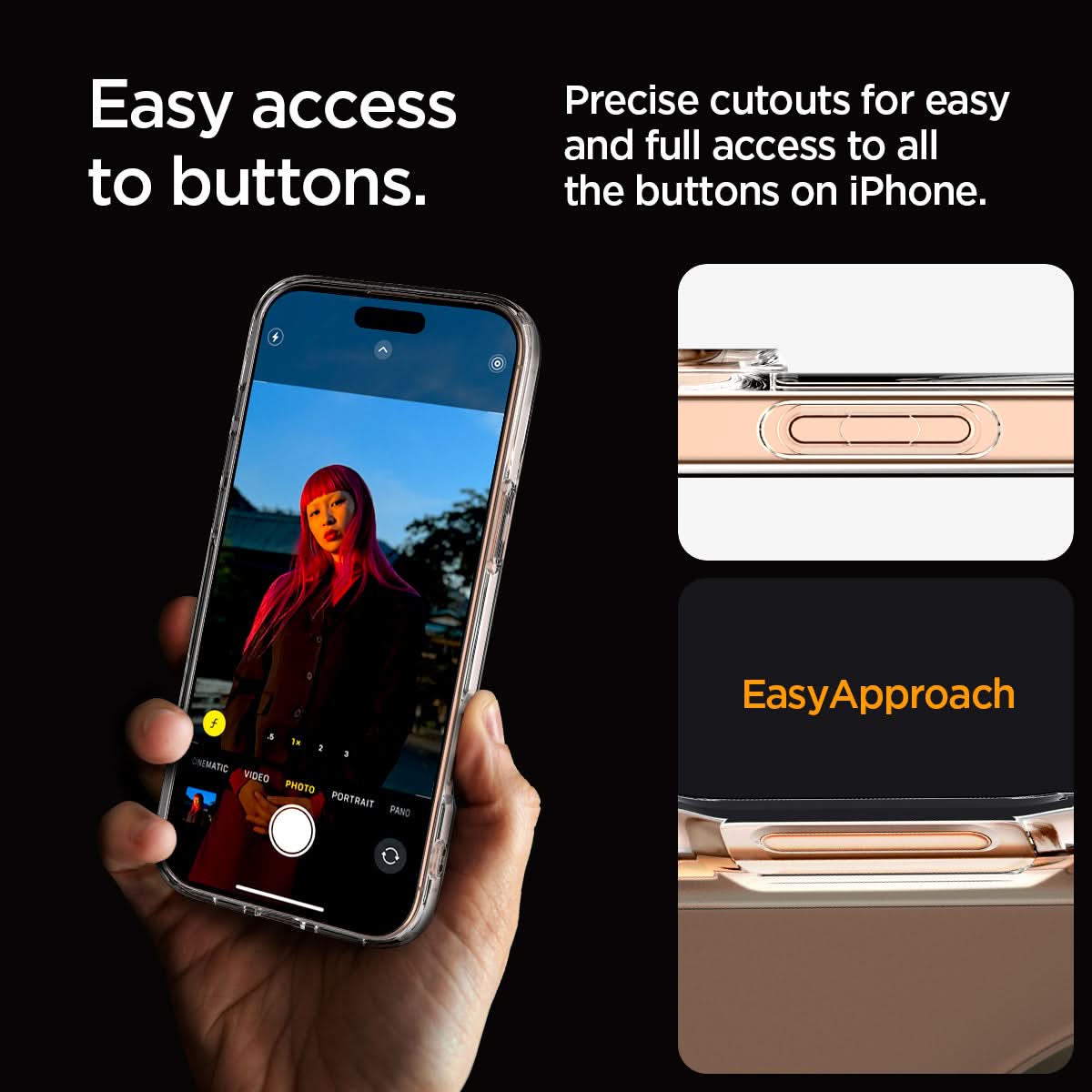 ACS08132 - iPhone 16 Pro Case Ultra Hybrid (MagFit) in Gold easy access to buttons. Precise cutouts for easy and full access to all the buttons on iPhone.
