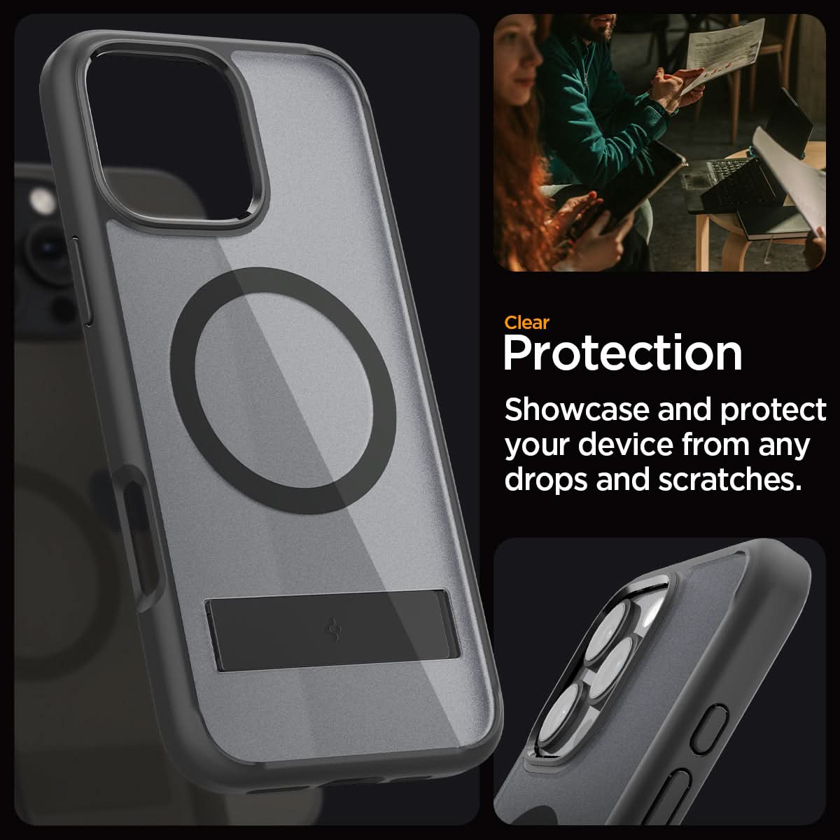 ACS08377 - iPhone 16 Pro Max Case Ultra Hybrid S (MagFit) in Frost Black clear protection. Showcase and protect your device from any drops and scratches.