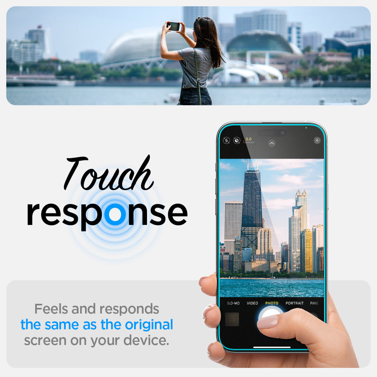 AGL06903 - iPhone 15 Screen Protector EZ FIT GLAS.tR (Sensor Protection) touch response. feels and responds the same as the original screen on your device.