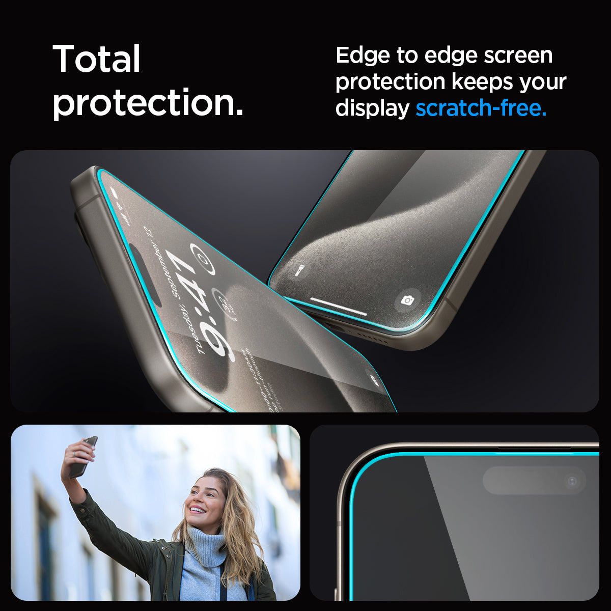 AGL06892 - iPhone 15 Pro Screen Protector EZ FIT GLAS.tR (Sensor Protection) total protection. edge to edge screen protection keeps your display scratch free.