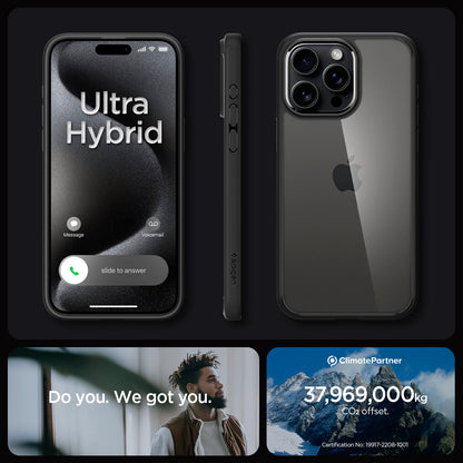 ACS06713 - iPhone 15 Pro Case Ultra Hybrid in matte black showing the different angles