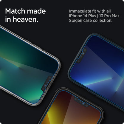 AGL03376 - iPhone 14 Plus Screen Protector EZ FIT GLAS.tR (Sensor Protection) match made in heaven. Immaculate fit with all iPhone 14 plus, 13 pro max. Spigen case collection.