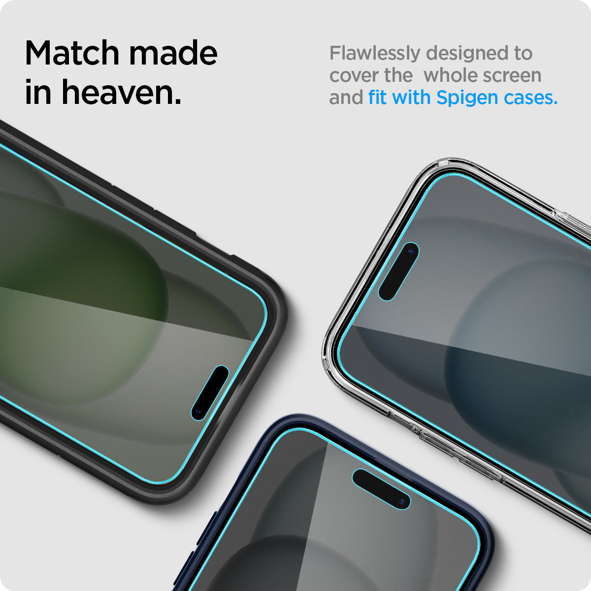 AGL06885 - iPhone 15 Plus Screen Protector EZ FIT GLAS.tR Privacy match made in heaven. Flawlessly designed to cover the whole screen and fit with spigen cases.