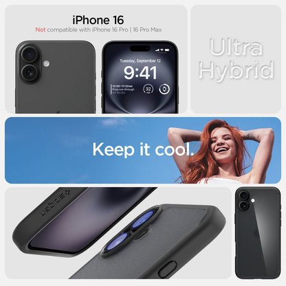 ACS08200 - iPhone 16 Case Ultra Hybrid in Frost Black iPhone 16 plus. not compatible with iPhone 16 pro, 16 pro max. ultra hybrid. the clear choice.