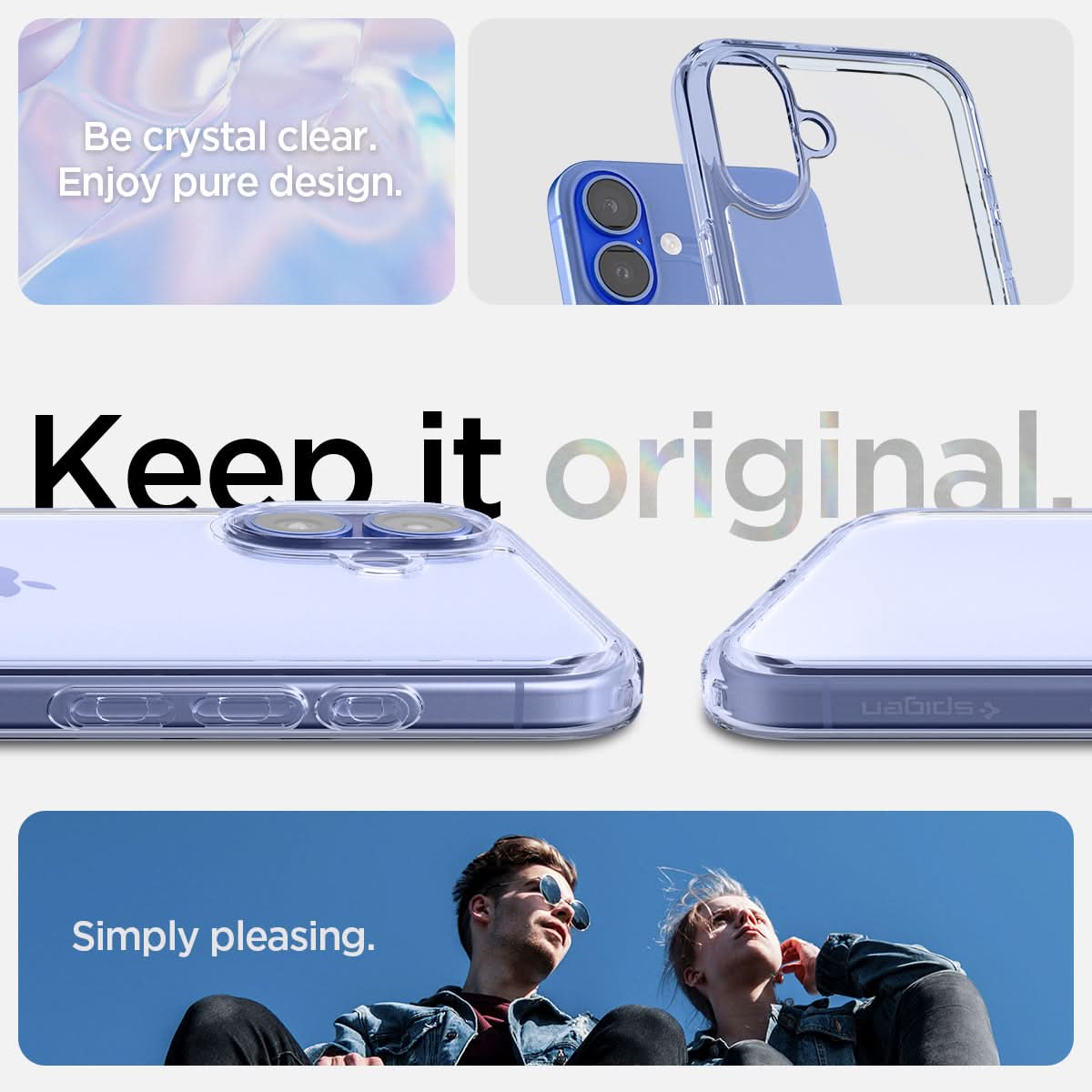 ACS08074 - iPhone 16 Plus Case Ultra Hybrid in Sky Crystal be crystal clear. enjoy pure design. Keep it original. Simply pleasing.