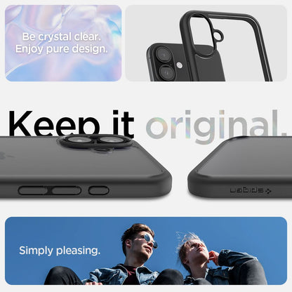 ACS08201 - iPhone 16 Case Ultra Hybrid in Matte Black be crystal clear. enjoy pure design. Keep it original. Simply pleasing.