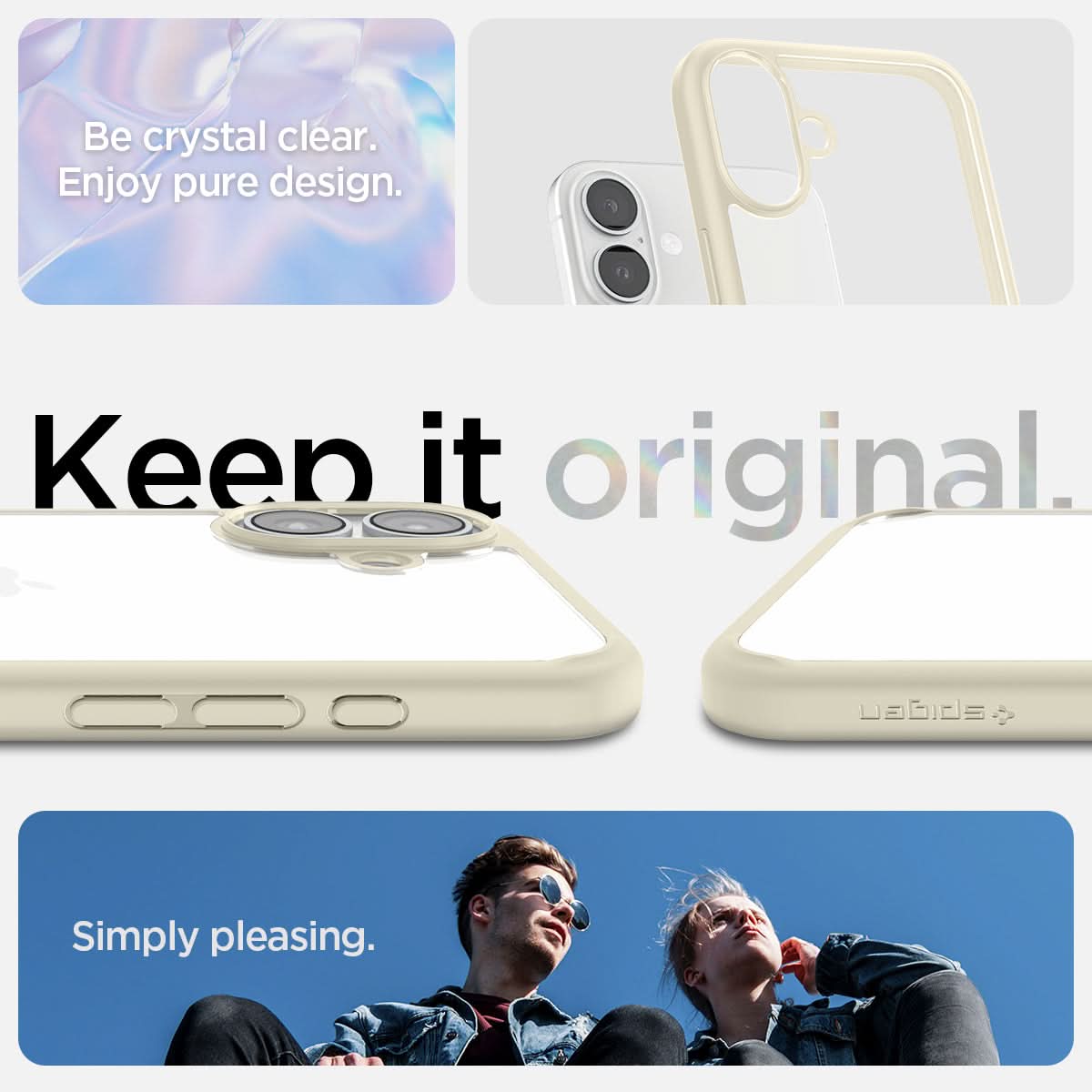 ACS08073 - iPhone 16 Plus Case Ultra Hybrid in Mute Beige be crystal clear. enjoy pure design. Keep it original. Simply pleasing.