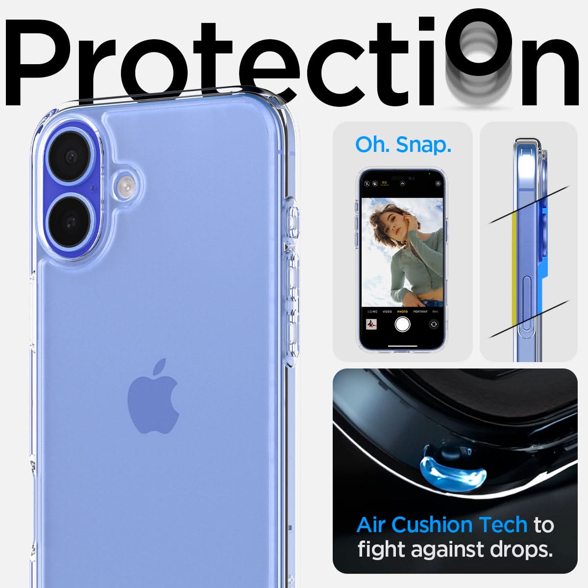 ACS08069 - iPhone 16 Plus Case Ultra Hybrid in Crystal Clear protection. Oh snap. air cushion tech to fight against drops.