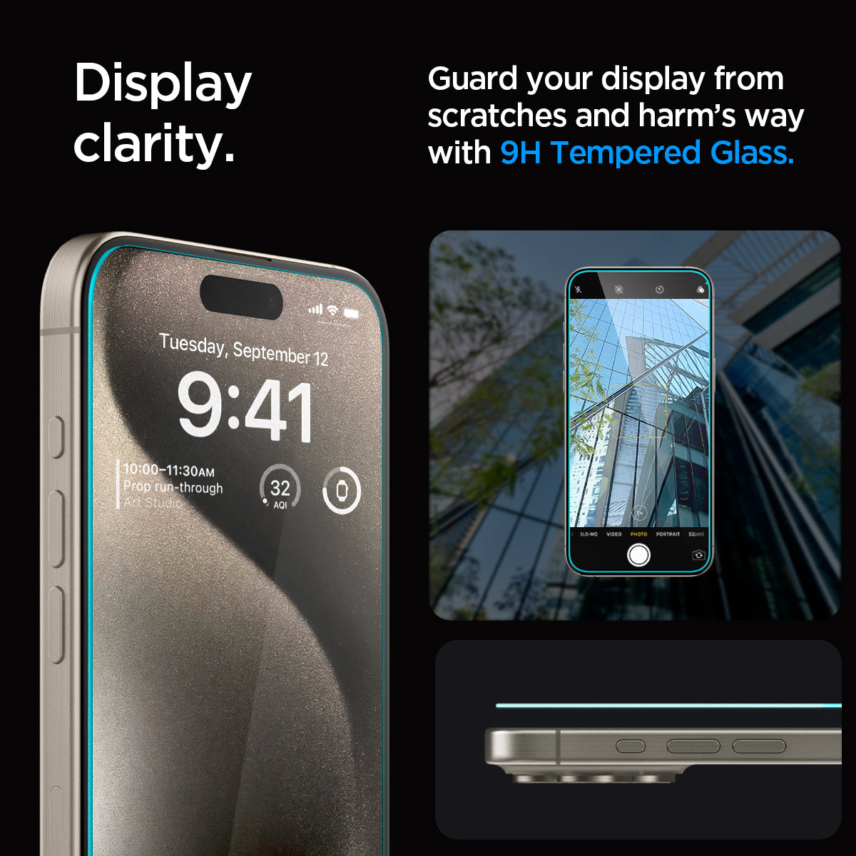AGL06872 - iPhone 15 Pro Max Screen Protector EZ FIT GLAS.tR (Sensor Protection) display clarity. Guard your display from scratches and harm's way with 9h tempered glass.