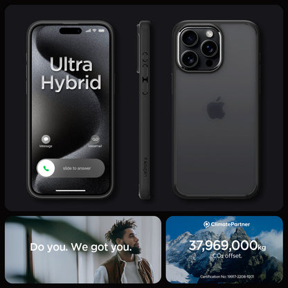 ACS06568 - iPhone 15 Pro Max Case Ultra Hybrid in frost black showing the different angles