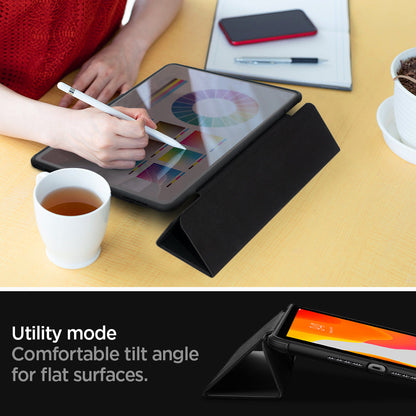 ACS01216 - iPad 10.2" Case Rugged Armor Pro in black showing the utility mode. Comfortable tilt angle for flat surfaces