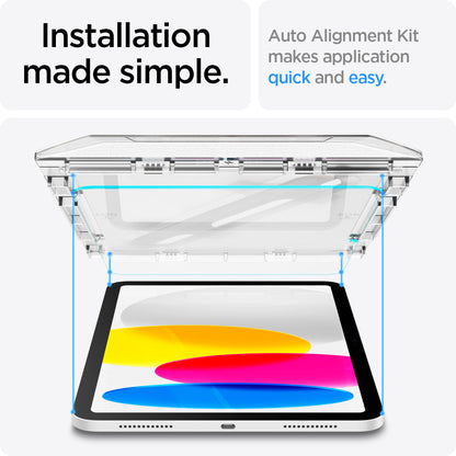 AGL05554 - iPad 10.9" Screen Protector EZ FIT GLAS.tR showing the installation made simple. Auto Alignment Kit makes application quick and easy