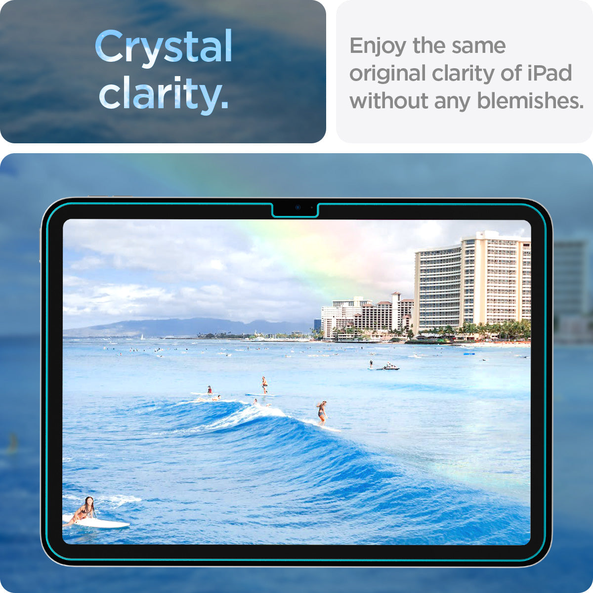 AGL05554 - iPad 10.9" Screen Protector EZ FIT GLAS.tR showing the crystal clear. Enjoy the same original clarity of iPad without any blemishes